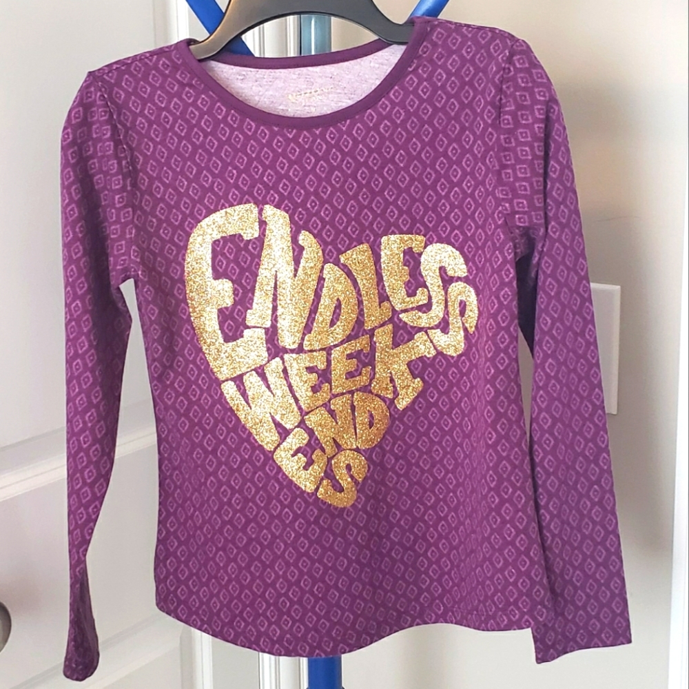 Arizona Girl's‎ Long Sleeve Shirt with Endless Weekends Lettering Size 10-12